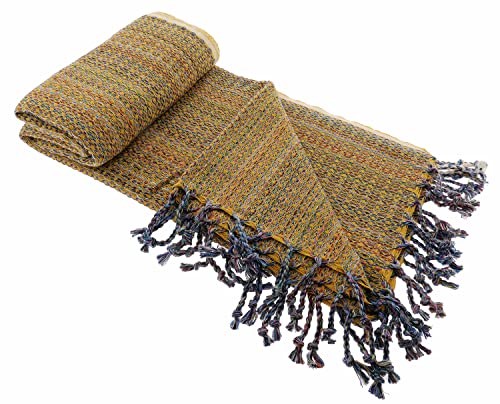 Stefano Ferrante Multicolour Hamamtuch Saunatuch Pestemal Fouta Strandtuch Badetuch Handtuch Baumwolle Backpacker 100x180 cm (Safran) von Stefano Ferrante