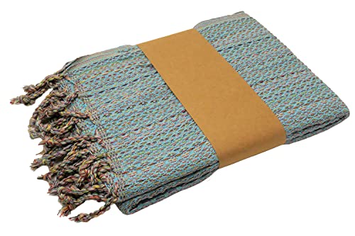 Stefano Ferrante Multicolour Hamamtuch Saunatuch Pestemal Fouta Strandtuch Badetuch Handtuch Baumwolle Backpacker 100x180 cm (Türkis) von Stefano Ferrante