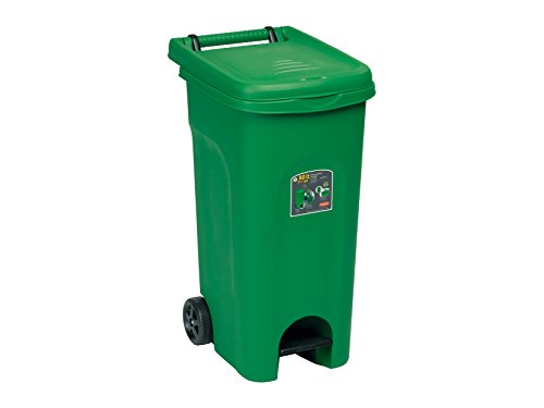 Stefanplast 6431 Mülltonne mit Rädern Urbano ECO mit Pedal, Grün, 38 x 51 x 80 cm von Stefanplast