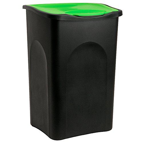 Stefanplast® Mülleimer mit Deckel 50L Abfalleimer Geruchsarm Küche Bad Biomüll Gelber Sack Kunststoff Mülltrennung Schwarz Grün von Deuba
