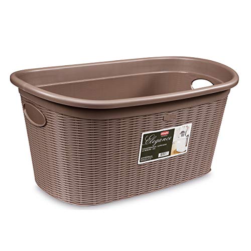 Stefanplast Elegance Wäschekorb, Kunststoff, Taupe, 38 x 58 x 28 cm von Stefanplast