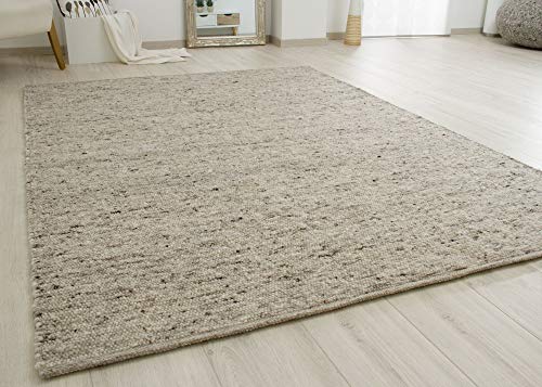 Steffensmeier Handweb Teppich Birgsau | Wolle (Schurwolle), Natur Grau, handgewebt, Größe: 70x140 cm Wohnzimmer und Schlafzimmer von Steffensmeier - Die Welt der Teppiche