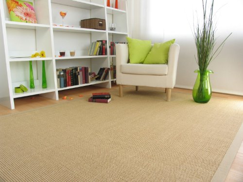 Astra Sisal Teppich Manaus mit Bordüre Farbe Chablis beige 100% Sisal - 18 Größen, Größe: 65x140 cm von Steffensmeier
