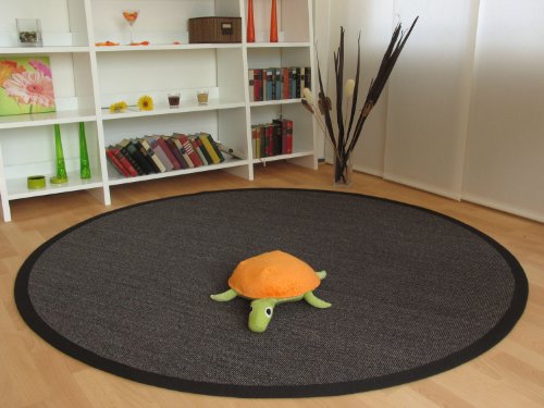 Astra Sisal Teppich Salvador - Farbe anthrazit - Bordüre schwarz - 040.040, Größe: 80x200 cm von Steffensmeier