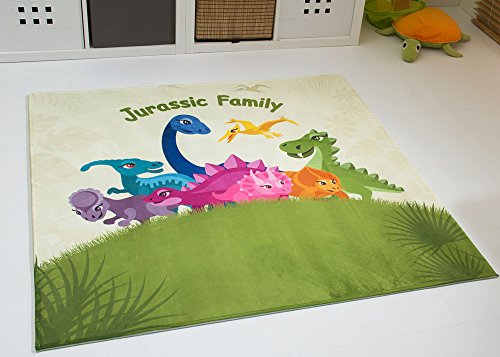 Steffensmeier Dinosaurier Teppich Dino Kinderteppich Kinderzimmer Jurassic Family, quadratisch, Ökotex, Größe: 120x120 cm von Steffensmeier