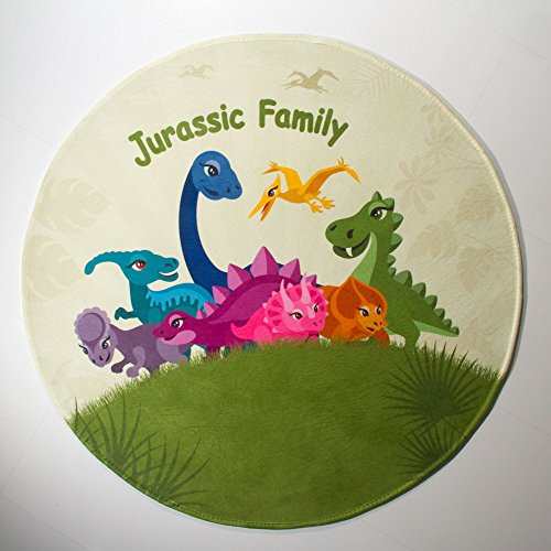Dinosaurier Teppich Dino Kinderteppich Kinderzimmer Jurassic Family, rund, Ökotex, Größe: Ø 100 cm von Steffensmeier
