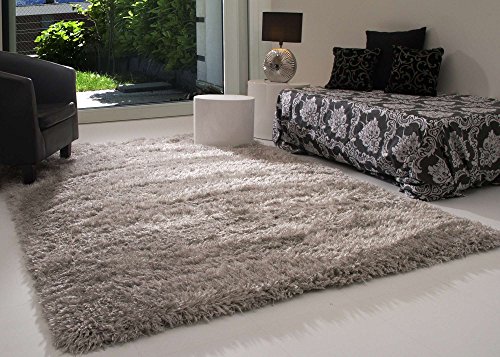 Steffensmeier Hochflor Langflor Teppich Pindos in Silber, Flauschig, Ökotex Zertifiziert, Wohnzimmer, Größe: 120x160 cm von Steffensmeier