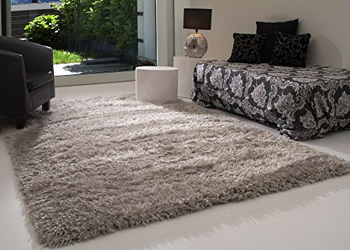 Steffensmeier Hochflor Langflor Teppich Pindos in Silber, Flauschig, Ökotex Zertifiziert, Wohnzimmer, Größe: 200x290 cm von Steffensmeier