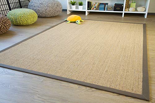 Steffensmeier Sisal Teppich Brazil mit Bordüre Farbe Natur dunkel Oliv Premium Qualität 100% Sisal, Größe: 165x235 cm von Steffensmeier