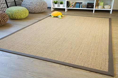 Steffensmeier Sisal Teppich Brazil mit Bordüre Farbe Natur dunkel Oliv Premium Qualität 100% Sisal, Größe: 250x350 cm von Steffensmeier