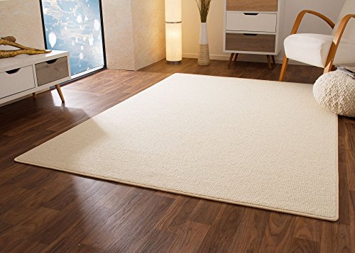 Steffensmeier Designer Teppich Modern Berber Sydney in Weiß, Wollsiegel Qualität, Größe: 80x160 cm von Steffensmeier