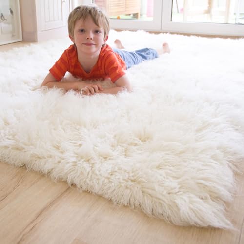 Steffensmeier Flokati 1500 Teppich Natur Kult Shaggy Teppich Hochflor Langflor neu Neuseeland 100% Schurwolle, Größe: 250x250 cm von Steffensmeier