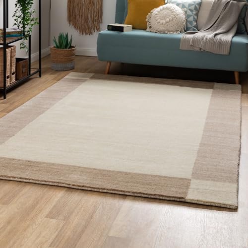 Steffensmeier Nepal Teppich Pali | Wolle, Beige, Größe: 250x300 cm Kurzflor Teppich für Wohnzimmer, Ethno Look von Steffensmeier