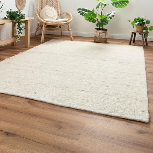 Steffensmeier Handweb Teppich Korinth | Gesunder Wollteppich | Beste Schurwolle | Grau Beige, handgewebt, Größe: 130x190 cm von Steffensmeier