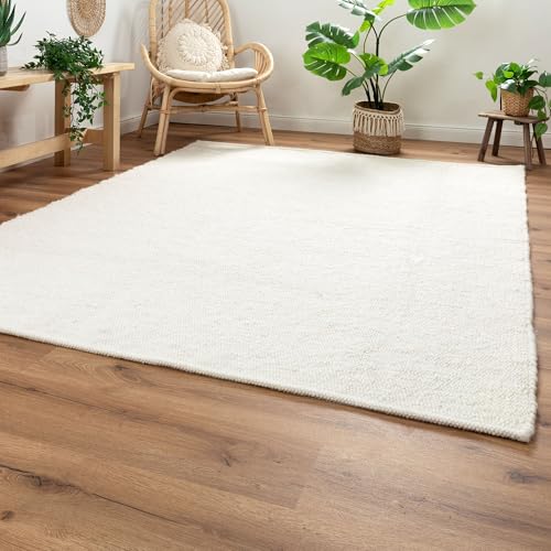 Steffensmeier Handweb Teppich Korinth | Gesunder Wollteppich | Beste Schurwolle | Natur Hell, handgewebt, Größe: 160x230 cm von Steffensmeier