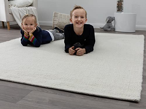 Steffensmeier Handweb Teppich Korinth | Gesunder Wollteppich | Beste Schurwolle | Natur Hell, handgewebt, Größe: 240x290 cm von Steffensmeier