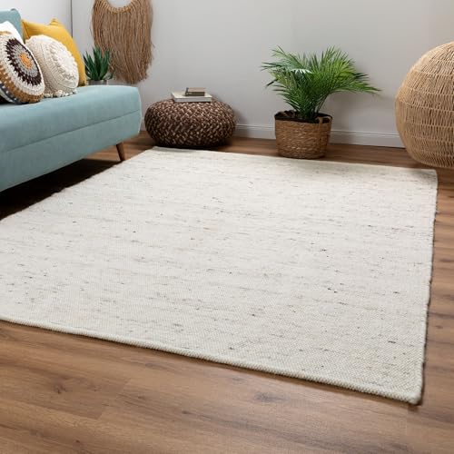 Steffensmeier Handweb Teppich Kos | Wolle (Schurwolle), Natur, handgewebt, Größe: 130x190 cm Wohnzimmer und Schlafzimmer von Steffensmeier
