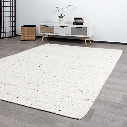 Steffensmeier Handwebteppich Athen | Wolle (Schurwolle), Natur hell, handgewebt, gewalkt, Größe: 240x290 cm Wohnzimmer und Schlafzimmer von Steffensmeier