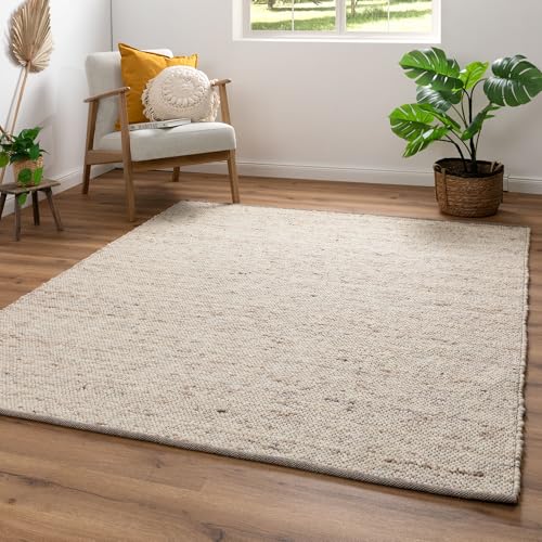 Steffensmeier Handwebteppich Benin aus 100% Schurwolle in Beige, mit Fusselstopp, Größe: 250x290 cm von Steffensmeier