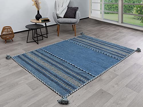 Steffensmeier Handwebteppich Muriani | Baumwolle | Wohnzimmer | Blau, handgewebt, Größe: 170x230 cm Steffensmeier Handwebteppich Muriani | Baumwolle | Wohnzimmer | Blau, handgewebt, Größe: 170x230 cm von Steffensmeier