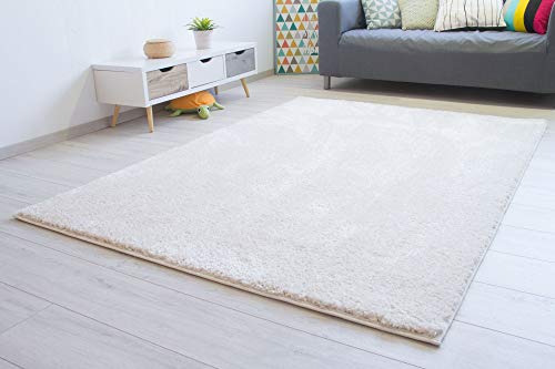 Steffensmeier Hochflor Teppich Glossy | Shaggy Langflor Teppich Wohnzimmer, Schlafzimmer, Creme, Größe: 66x130 cm von Steffensmeier