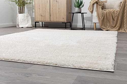 Steffensmeier Hochflor Teppich Kimo | Shaggy Langflor Teppich | Wohnzimmer, Schlafzimmer, Beige, Größe: 65x130 cm von Steffensmeier