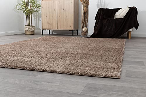 Steffensmeier Hochflor Teppich Kimo | Shaggy Langflor Teppich | Wohnzimmer, Schlafzimmer, Braun, Größe: 140x200 cm von Steffensmeier