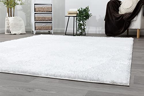 Steffensmeier Hochflor Teppich Kimo | Shaggy Langflor Teppich | Wohnzimmer, Schlafzimmer, Weiß, Größe: 140x200 cm von Steffensmeier