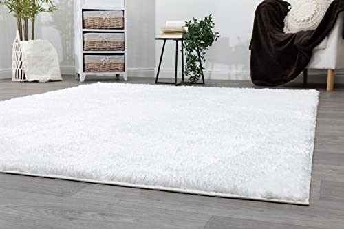 Steffensmeier Hochflor Teppich Kimo | Shaggy Langflor Teppich | Wohnzimmer, Schlafzimmer, Weiß, Größe: 200x240 cm von Steffensmeier