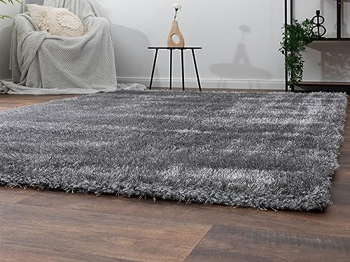 Steffensmeier Hochflor Teppich Mona | Shaggy Langflor Teppich | Wohnzimmer, Schlafzimmer, Grau, Größe: 200x240 cm von Steffensmeier