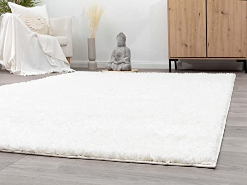 Steffensmeier Hochflor Teppich Vaasa | Shaggy Langflor Teppich | Wohnzimmer, Schlafzimmer, Creme, Größe: 80x150 cm von Steffensmeier