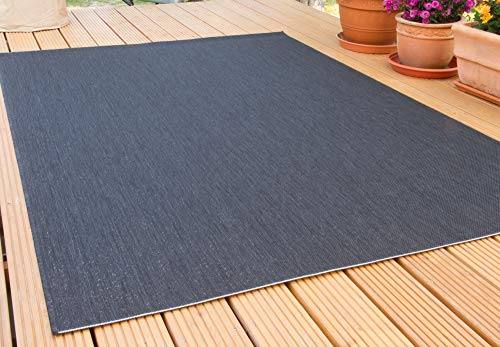 Steffensmeier In- und Outdoor Teppich Gotland | für Balkon, Terrasse und Küche | Strapazierfähig und wasserfest | in Schwarz, Größe: 135x190 cm von Steffensmeier