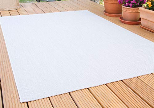 Steffensmeier In- und Outdoor Teppich Gotland | für Balkon, Terrasse und Küche | Strapazierfähig und wasserfest | in Silber, Größe: 200x290 cm von Steffensmeier