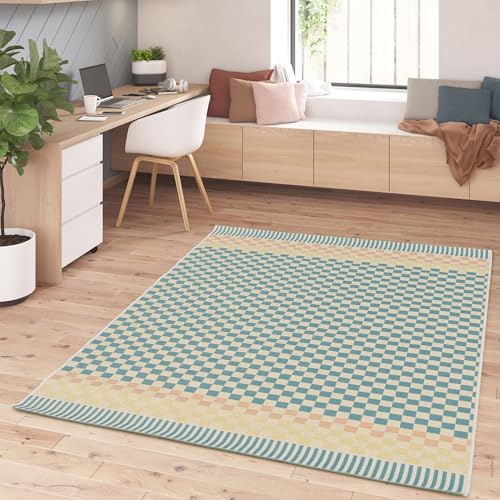 Steffensmeier In- und Outdoorteppich Mille | Karo Muster | Türkis | 200x290 cm von Steffensmeier