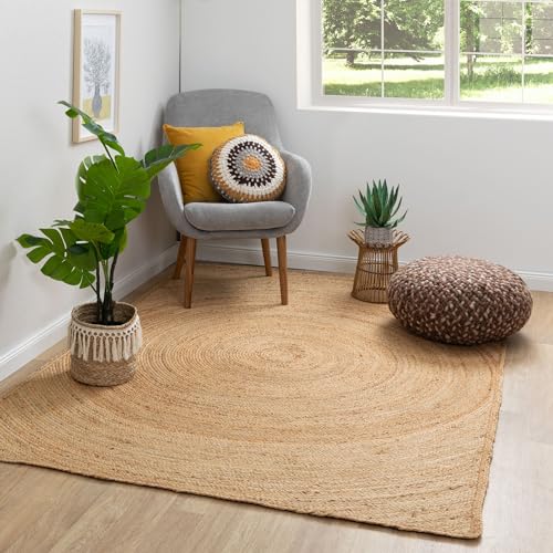 Steffensmeier Jute Teppich Goa | Rechteckig | Wohnzimmer, Flur, Eingangsbereich, Naturfaser, hangeflochten, Wirbel, Größe: 160x230 cm von Steffensmeier