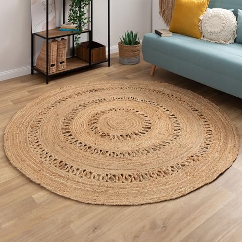 Steffensmeier Jute Teppich Goa | Rund | Wohnzimmer, Flur, Eingangsbereich, Naturfaser, handgeflochten, Sun, Größe: Ø 150 cm Steffensmeier Jute Teppich Goa | Rund | Wohnzimmer, Flur, Eingangsbereich, Naturfaser, handgeflochten, Sun, Größe: Ø 150 cm von Steffensmeier