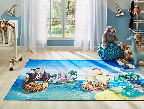 Steffensmeier Kinderteppich Tiere für Mädchen und Jungen Sweet Dreams Collection Piratenschiff, Größe: 100x160 cm von Steffensmeier