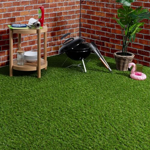 Steffensmeier Kunstrasen Perth | 15.000 Sonnenstunden | 32 mm | Meterware | wasserdurchlässig | Balkon, Terrasse, Garten | Grün, Größe: 100x1000 cm von Steffensmeier