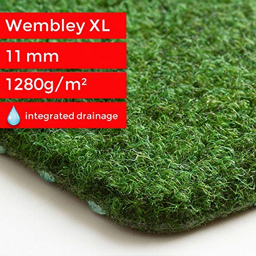 Steffensmeier Kunstrasen Nadelfilz Wembley XL | 8 mm | integrierte Drainage mit Noppen | Balkon, Terrasse, Garten | Meterware | Größe: 100x100 cm von Steffensmeier
