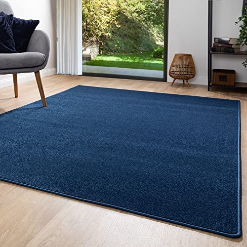 Steffensmeier Kurzflor Teppich Ibiza | Wohnzimmerteppich | Stilvoll | Pflegeleicht | Jugendteppich | Blau, Größe: 60x120 cm von Steffensmeier