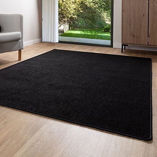 Steffensmeier Kurzflor Teppich Ibiza | Wohnzimmerteppich | Stilvoll | Pflegeleicht | Jugendteppich | Schwarz, Größe: 60x90 cm von Steffensmeier