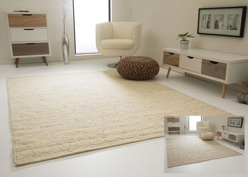 Steffensmeier Landshut Handwebteppich aus 100% Schurwolle - Natur hell, Größe: 250x340 cm von Steffensmeier