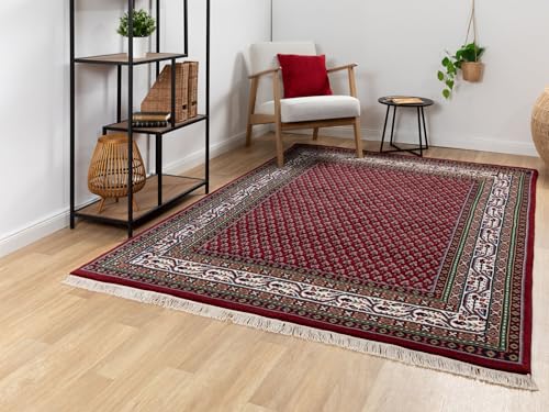 Steffensmeier Orientteppich Mir Royal | Orient Wohnzimmerteppich | handgeknüpft mit Fransen | Schurwolle | Rot, Größe: 170x240 cm von Steffensmeier