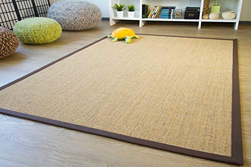 Steffensmeier Sisal Teppich Brazil mit Bordüre Farbe Natur dunkel braun Premium Qualität 100% Sisal, Größe: 200x290 cm von Steffensmeier