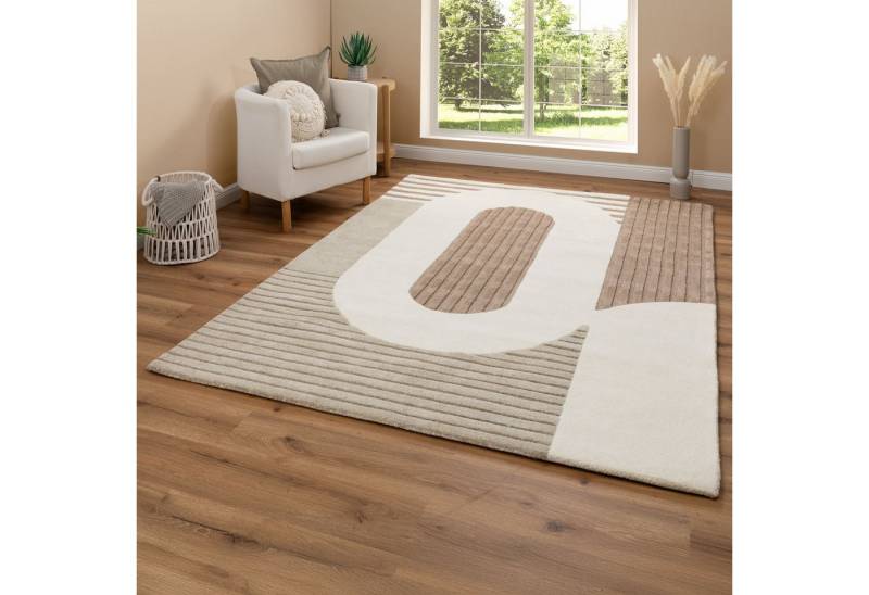 Steffensmeier Teppich Noah Wollteppich Natur, Rechteckig, Kurzflor Teppich, Hoch-Tief-Struktur von Steffensmeier