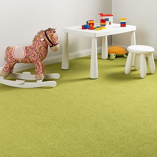 Steffensmeier Teppichboden Cambridge Young Meterware | Auslegware für Kinderzimmer Wohnzimmer Schlafzimmer | Grün, Größe: 200x100 cm von Steffensmeier