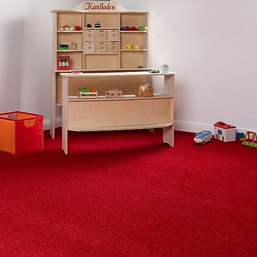 Steffensmeier Teppichboden Cambridge Young Meterware | Auslegware für Kinderzimmer Wohnzimmer Schlafzimmer | Rot, Größe: 200x100 cm von Steffensmeier