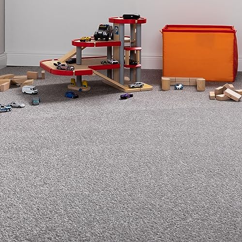 Steffensmeier Teppichboden Cambridge Young Meterware | Auslegware für Kinderzimmer Wohnzimmer Schlafzimmer | Silber, Größe: 400x800 cm von Steffensmeier