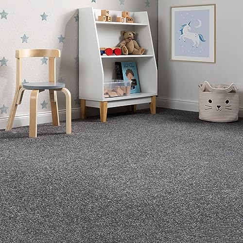 Steffensmeier Teppichboden Margate Meterware | Auslegware für Kinderzimmer Wohnzimmer Schlafzimmer | Anthrazit, Größe: 100x100 cm von Steffensmeier