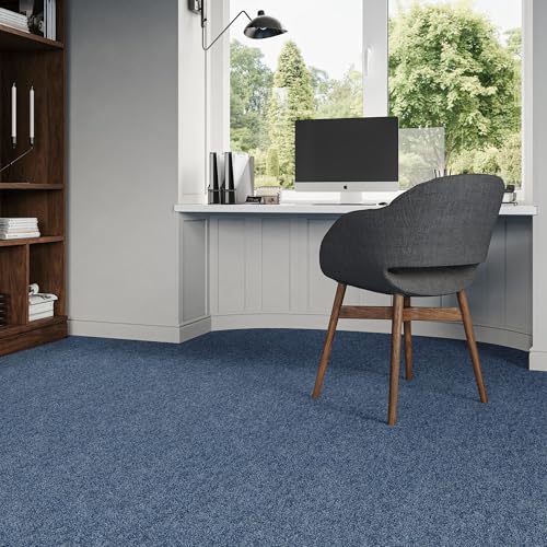 Steffensmeier Teppichfliese Richmond Paket | 5m² (20 Stück) |Büro | selbstlegend | Schlinge | Blau, Größe: 50x50 cm von Steffensmeier